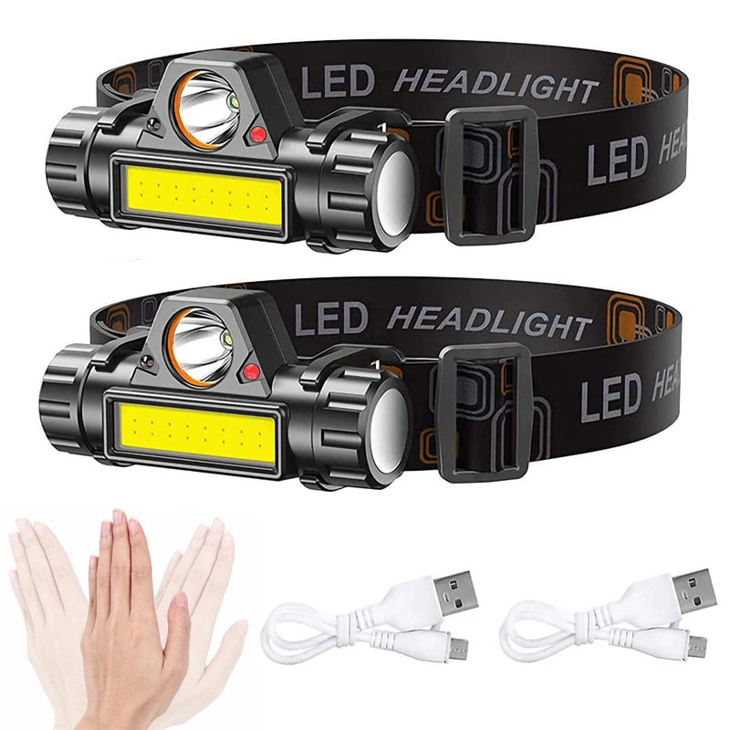 Head Flashlight Front Led Rechargeable Head Lamps Cob Headlamp 18650 Head Lantern Waterproof For Camping Outdoor Fishing