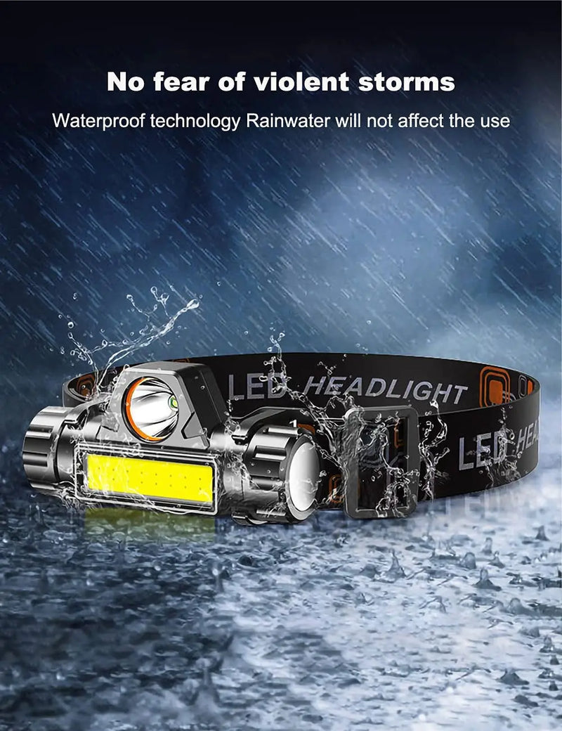 Head Flashlight Front Led Rechargeable Head Lamps Cob Headlamp 18650 Head Lantern Waterproof For Camping Outdoor Fishing
