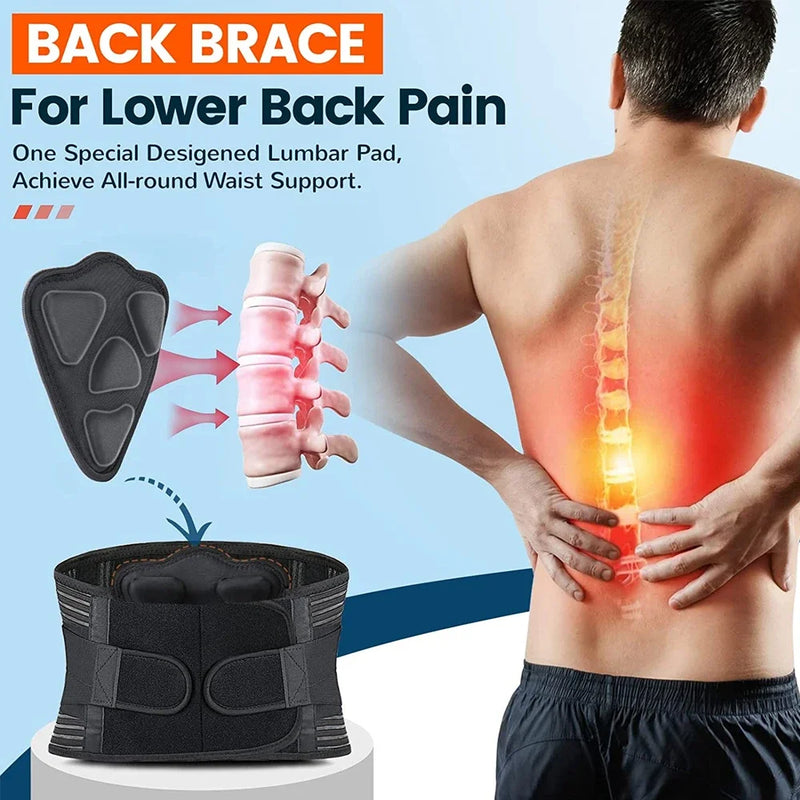 Breathable Waist Support Back Brace Lower Back Pain Lumbar Support for Men Women Relief Sciatica, Herniated Disc, Heavy Lifting