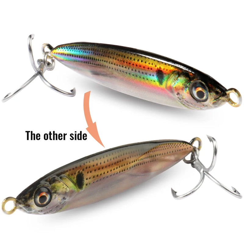 Metal Jig Lure 20g 30g 40g Spinner Spoon 3D Eye Color Laser Overlay Spinning Fishing Tackle Hook Swimbait Pesca Spinnerbait Bait