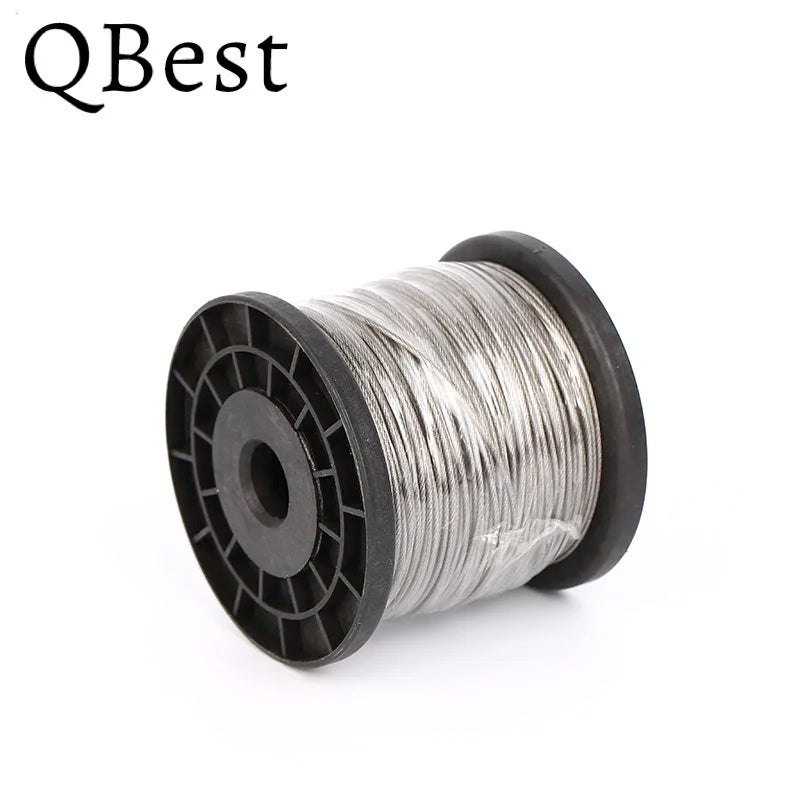 QBest 50M 0.8/1.5/2/2.5/3/4mm 7x7 PVC Coated Flexible steel wire Rope Soft Cable Transparent 304 Stainless Steel Clothesline