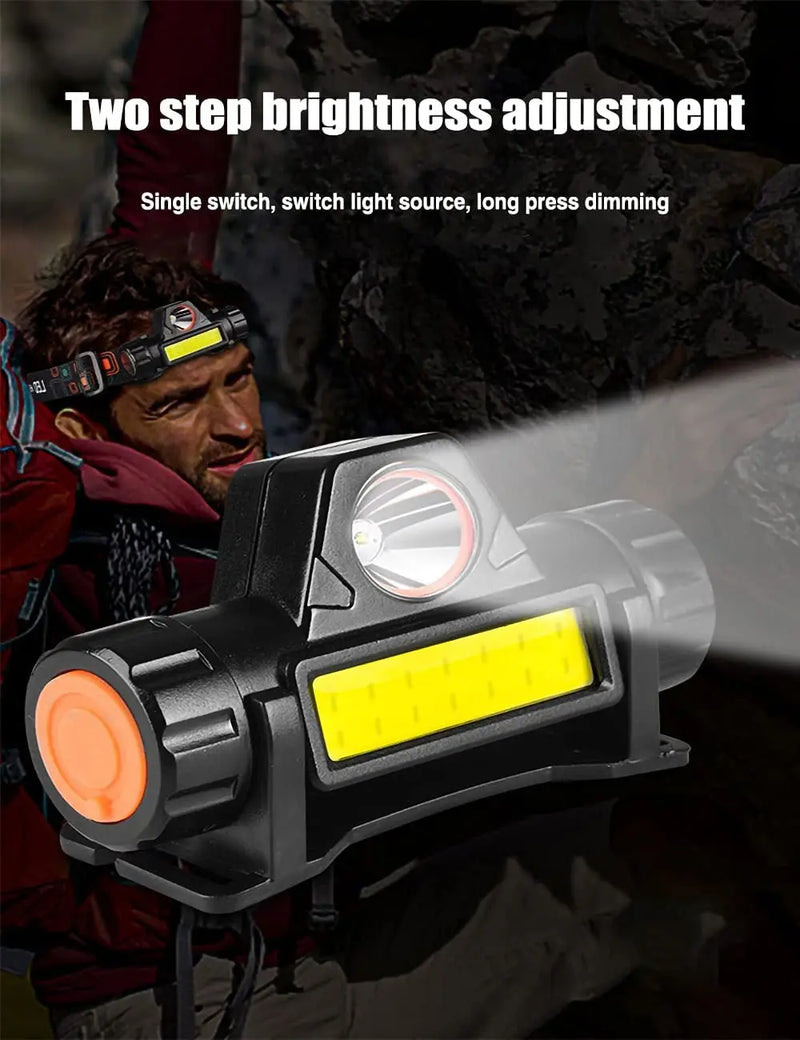 Head Flashlight Front Led Rechargeable Head Lamps Cob Headlamp 18650 Head Lantern Waterproof For Camping Outdoor Fishing