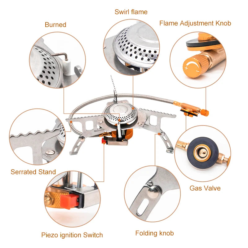 PACOONE Camping Gas Stove Outdoor Windproof Tourist Burner Portable Folding Electronic Split Stove Tourist Equipment For Cooking
