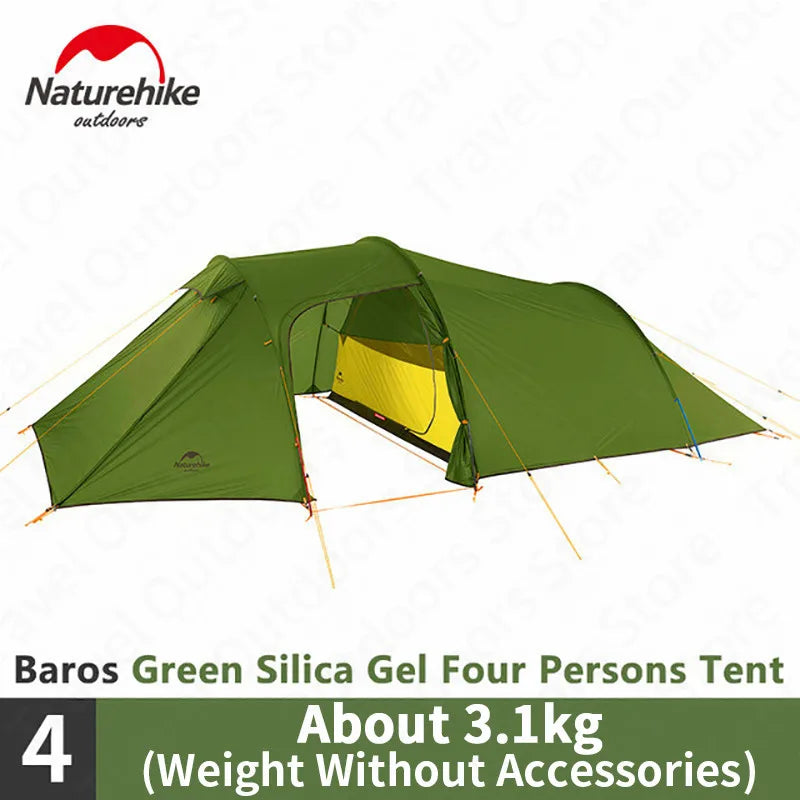 Naturehike Outdoor Opalus Camping Tunnel Tent 3-4 People Ultralight Mountain Climbing Waterproof Portable 4 Seasons Camping Tent