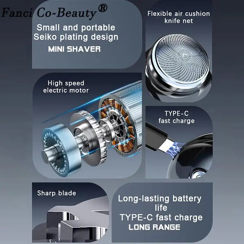 Electric Shaver Portable Razor Man Travel Attire Wet And Dry USB Rechargeable Shaver TypeC Charging Mini Shaving Machine for Men