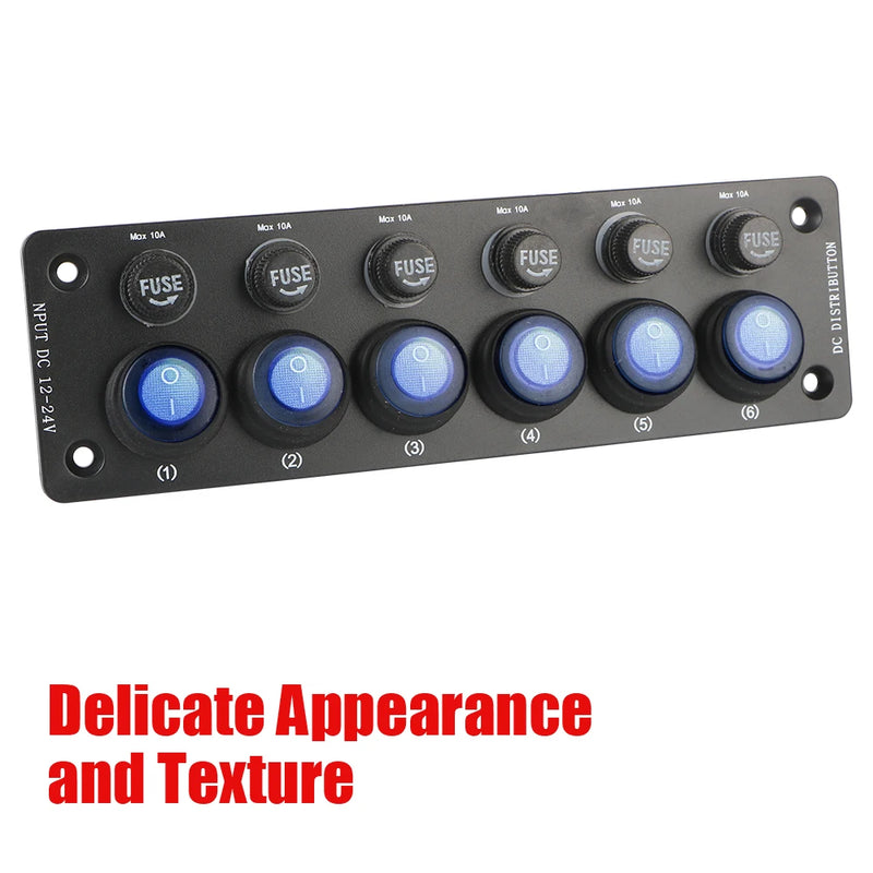 For Motorhome RV Caravan On/Off Button Multi Port Sockets and Switches Camping Car Accessories 6 Position 12V Toggle Switch