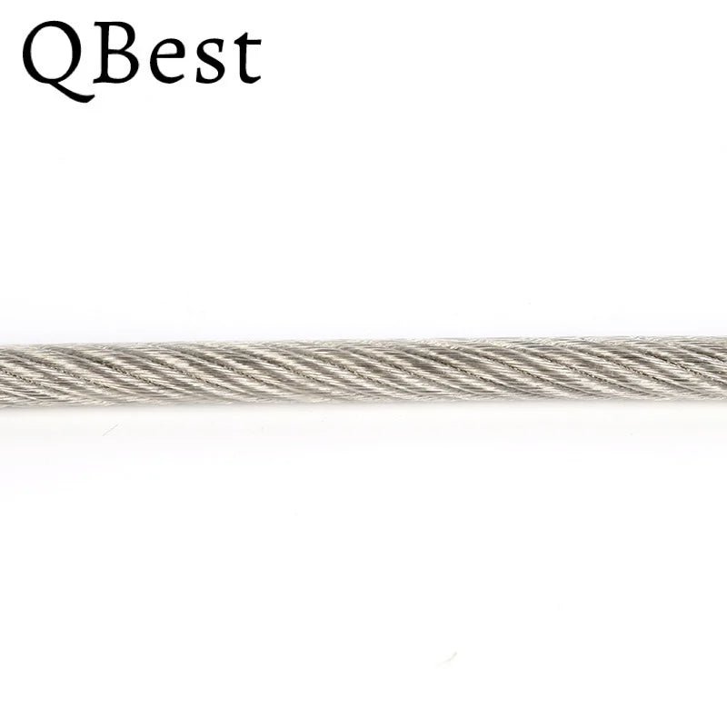 QBest 50M 0.8/1.5/2/2.5/3/4mm 7x7 PVC Coated Flexible steel wire Rope Soft Cable Transparent 304 Stainless Steel Clothesline