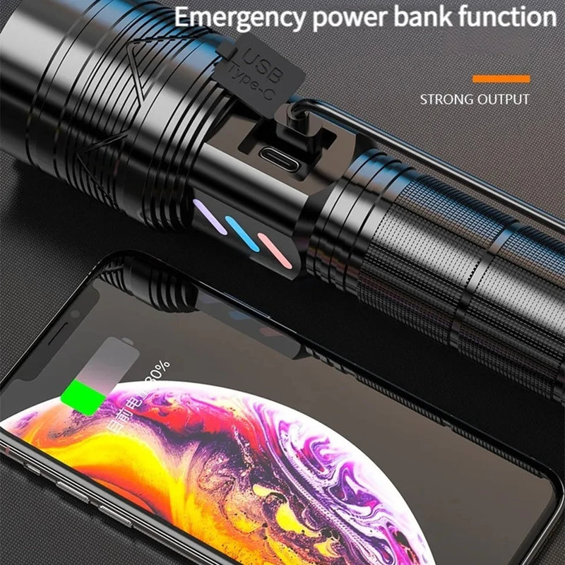 500W Most Powerful LED Flashlight Rechargeable Torch Lighting 1500M Tactical Lantern Ultra Powerful Flashlight With Usb Charging