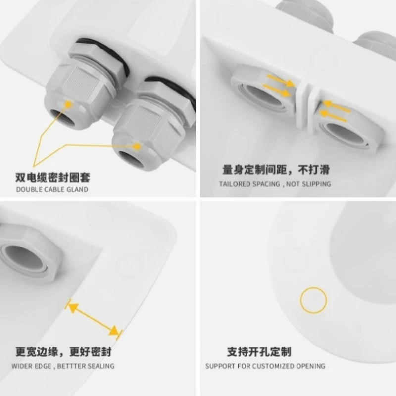 Double Single Wire Entry Gland Box Solar Panel Roof Wire Entry Gland Box Cable Motorhome Double Hole RV Yacht Car Accessories